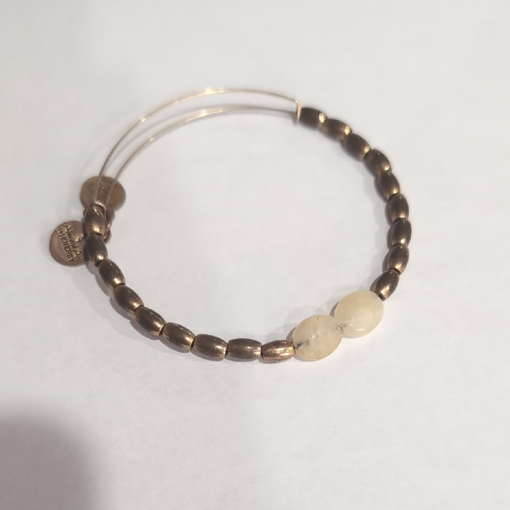 Alex and Ani Brown and Cream Beaded Bracelet